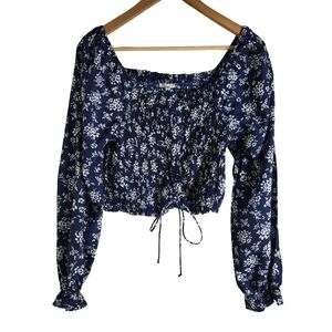 Elegant Navy Floral Women's Blouse